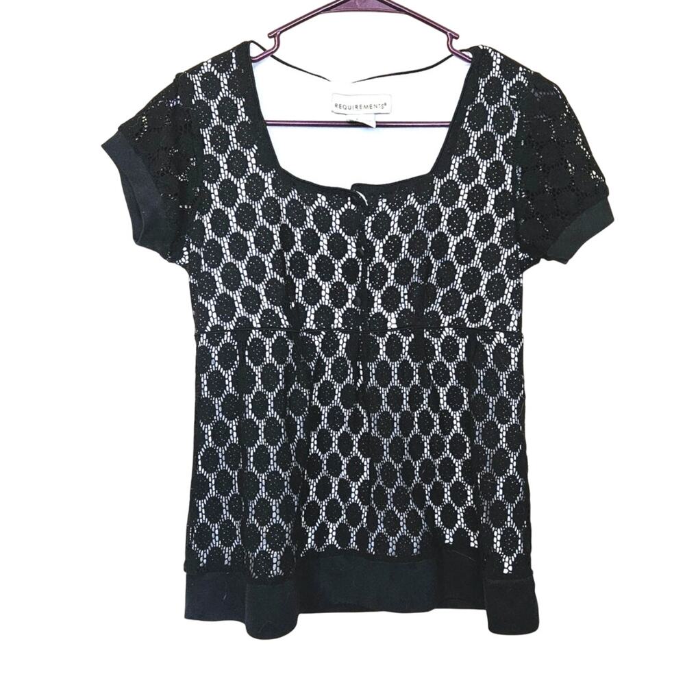 Requirements Size Small Black White Blouse Professional Career Nylon Polyester